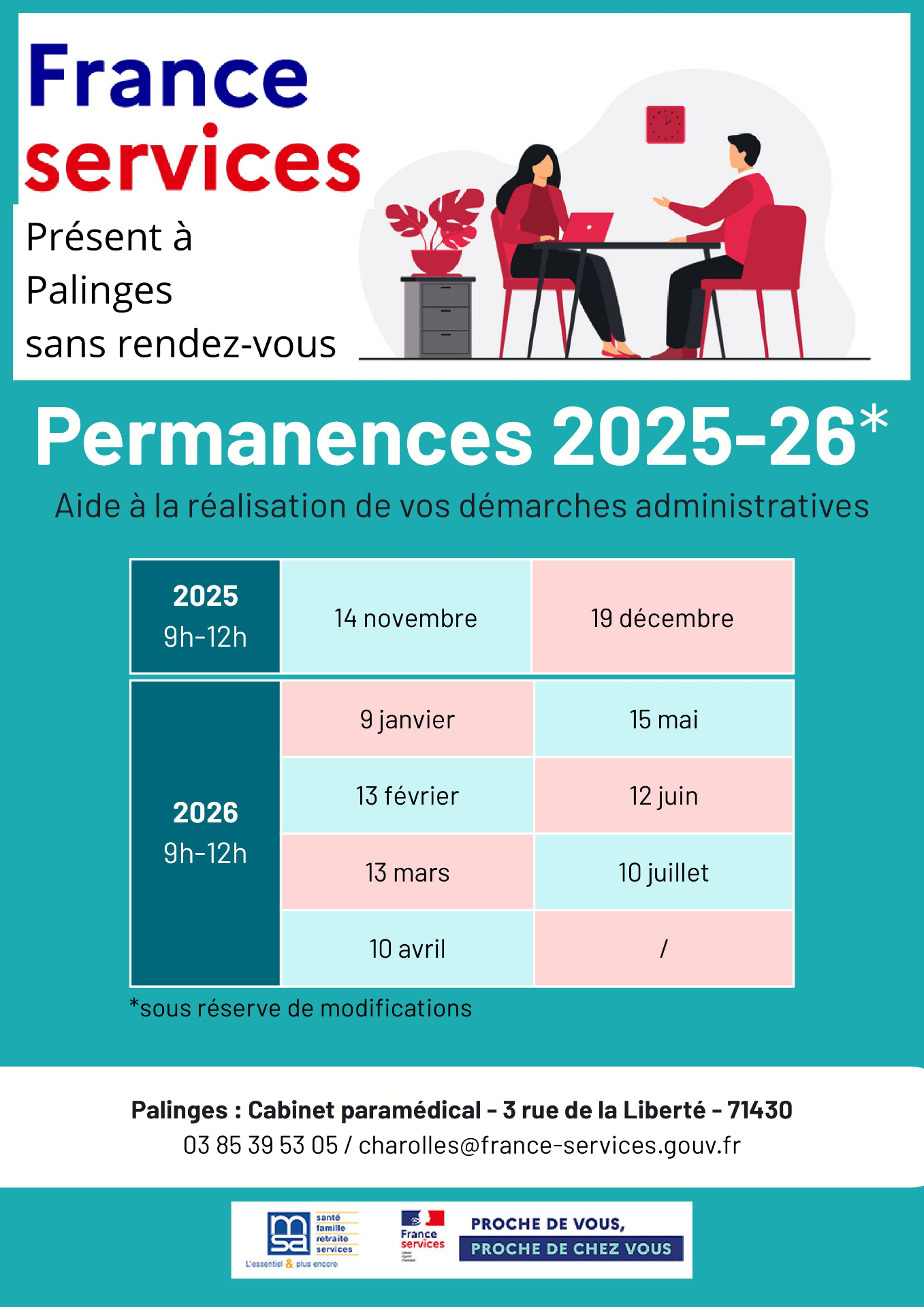 Permanence FRANCE SERVICES  PALINGES